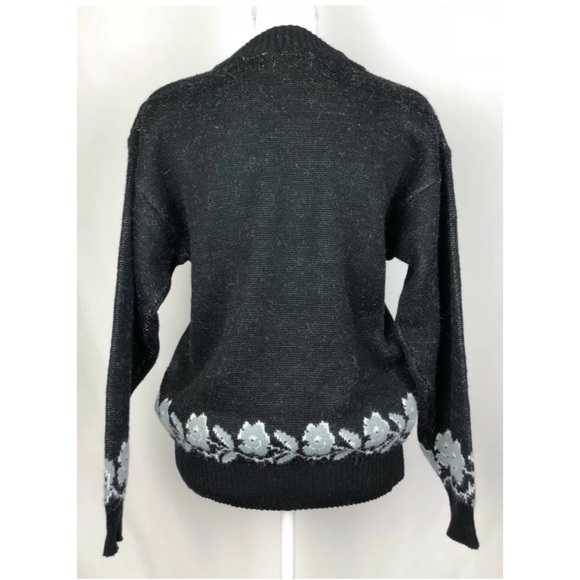 Jade LongSleeve Crew Neckline Floral Black Sweater - Picture 2 of 5